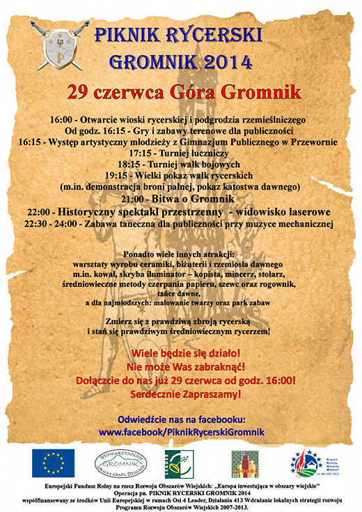 Plakat Piknik Rycerski Gromnik 2014